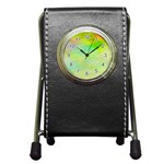 Abstract Yellow Green Oil Pen Holder Desk Clocks Front