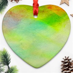 Abstract Yellow Green Oil Heart Ornament (two Sides) by BangZart