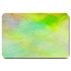 Abstract Yellow Green Oil Large Doormat  by BangZart