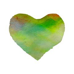 Abstract Yellow Green Oil Standard 16  Premium Flano Heart Shape Cushions by BangZart