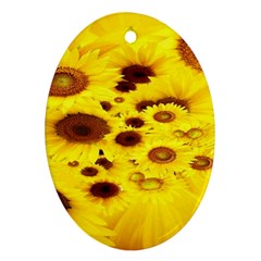 Beautiful Sunflowers Oval Ornament (two Sides) by BangZart