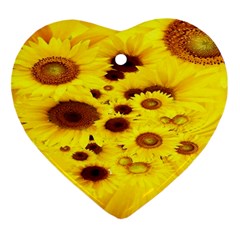 Beautiful Sunflowers Heart Ornament (two Sides) by BangZart