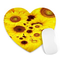 Beautiful Sunflowers Heart Mousepads by BangZart