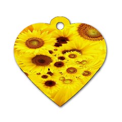 Beautiful Sunflowers Dog Tag Heart (one Side) by BangZart