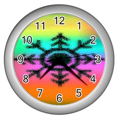 Vector Snowflake Wall Clocks (silver)  by BangZart