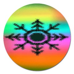 Vector Snowflake Magnet 5  (round) by BangZart