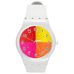 Color Abstract Drops Round Plastic Sport Watch (m) by BangZart