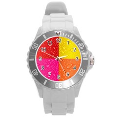 Color Abstract Drops Round Plastic Sport Watch (l) by BangZart