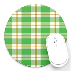 Abstract Green Plaid Round Mousepads by BangZart