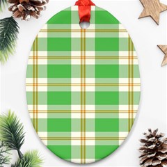 Abstract Green Plaid Ornament (oval) by BangZart