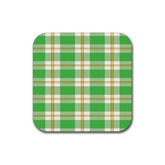 Abstract Green Plaid Rubber Coaster (square)  by BangZart