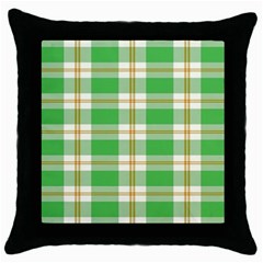 Abstract Green Plaid Throw Pillow Case (black) by BangZart