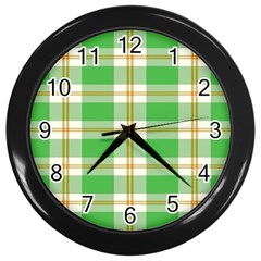 Abstract Green Plaid Wall Clocks (black) by BangZart