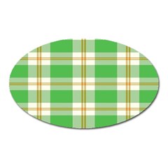 Abstract Green Plaid Oval Magnet by BangZart