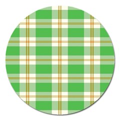 Abstract Green Plaid Magnet 5  (round) by BangZart