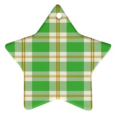 Abstract Green Plaid Star Ornament (two Sides) by BangZart