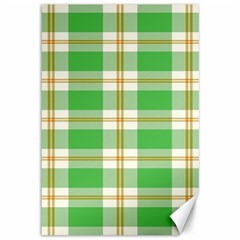 Abstract Green Plaid Canvas 12  X 18   by BangZart