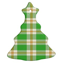 Abstract Green Plaid Christmas Tree Ornament (two Sides) by BangZart