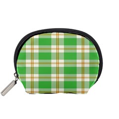 Abstract Green Plaid Accessory Pouches (small)  by BangZart