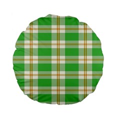 Abstract Green Plaid Standard 15  Premium Flano Round Cushions by BangZart