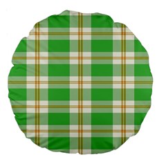 Abstract Green Plaid Large 18  Premium Flano Round Cushions by BangZart