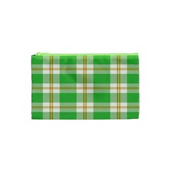 Abstract Green Plaid Cosmetic Bag (xs) by BangZart