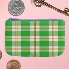 Abstract Green Plaid Large Coin Purse