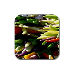 Bright Peppers Rubber Coaster (square)  by BangZart