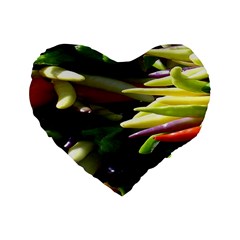 Bright Peppers Standard 16  Premium Heart Shape Cushions by BangZart