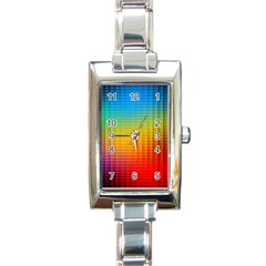 Blurred Color Pixels Rectangle Italian Charm Watch by BangZart