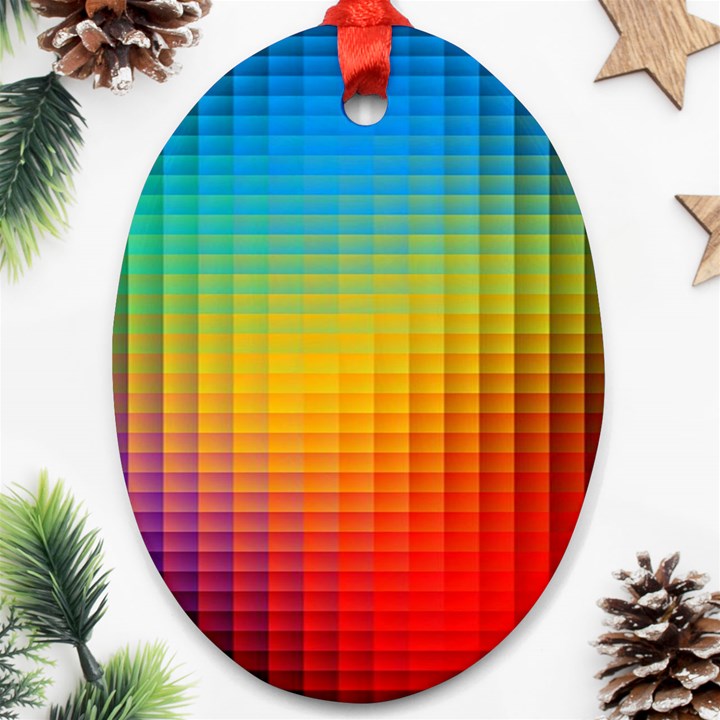 Blurred Color Pixels Ornament (Oval)