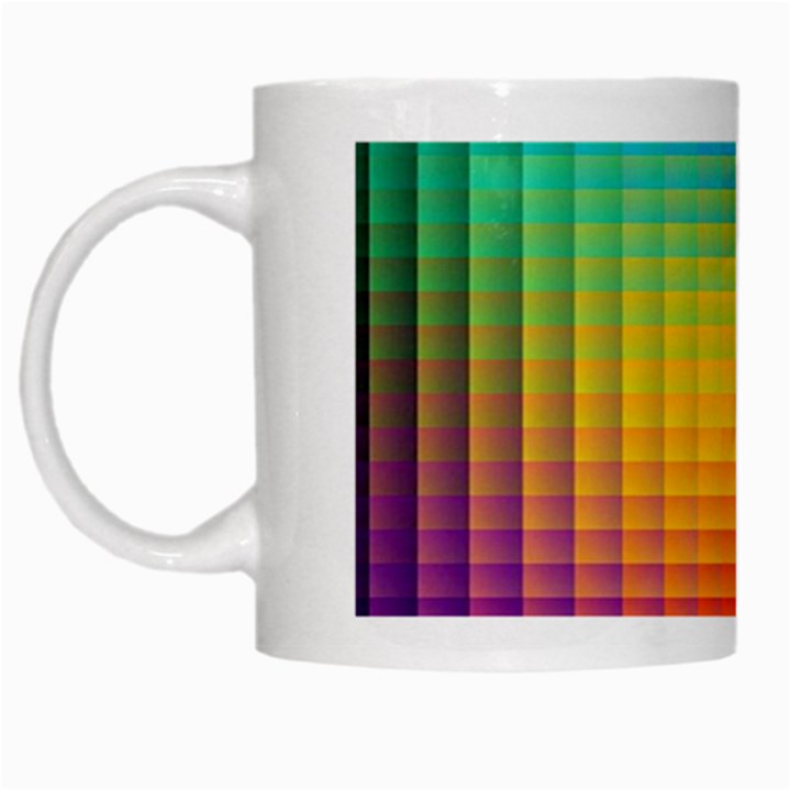 Blurred Color Pixels White Mugs