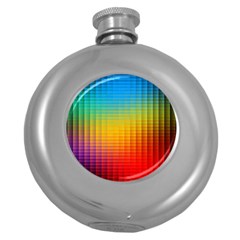 Blurred Color Pixels Round Hip Flask (5 Oz) by BangZart