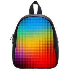 Blurred Color Pixels School Bags (small)  by BangZart