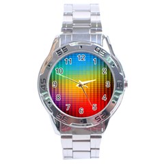 Blurred Color Pixels Stainless Steel Analogue Watch by BangZart