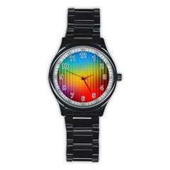 Blurred Color Pixels Stainless Steel Round Watch by BangZart