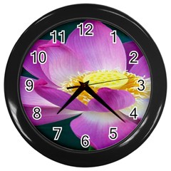 Pink Lotus Flower Wall Clocks (black) by BangZart