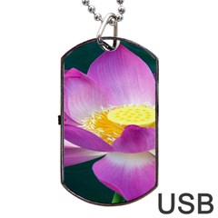 Pink Lotus Flower Dog Tag Usb Flash (one Side) by BangZart