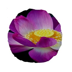 Pink Lotus Flower Standard 15  Premium Round Cushions by BangZart