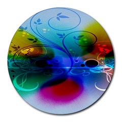 Abstract Color Plants Round Mousepads by BangZart