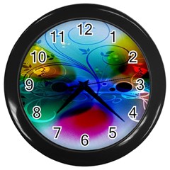 Abstract Color Plants Wall Clocks (black) by BangZart