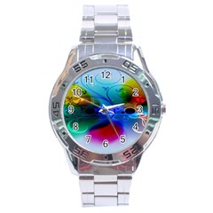 Abstract Color Plants Stainless Steel Analogue Watch by BangZart