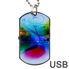 Abstract Color Plants Dog Tag Usb Flash (two Sides) by BangZart