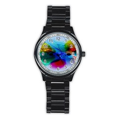 Abstract Color Plants Stainless Steel Round Watch by BangZart