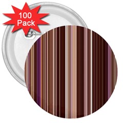 Brown Vertical Stripes 3  Buttons (100 Pack)  by BangZart