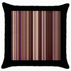 Brown Vertical Stripes Throw Pillow Case (black) by BangZart