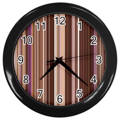 Brown Vertical Stripes Wall Clocks (black) by BangZart