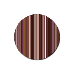 Brown Vertical Stripes Rubber Round Coaster (4 Pack)  by BangZart