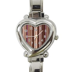 Brown Vertical Stripes Heart Italian Charm Watch by BangZart