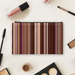 Brown Vertical Stripes Cosmetic Bag (medium)  by BangZart